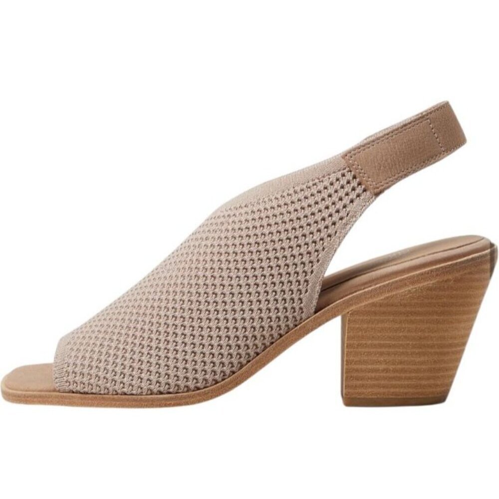 Eileen Fisher Avil Suede Stretch Woven Peep Toe Heels Blush 9 New in Box - Picture 5 of 10